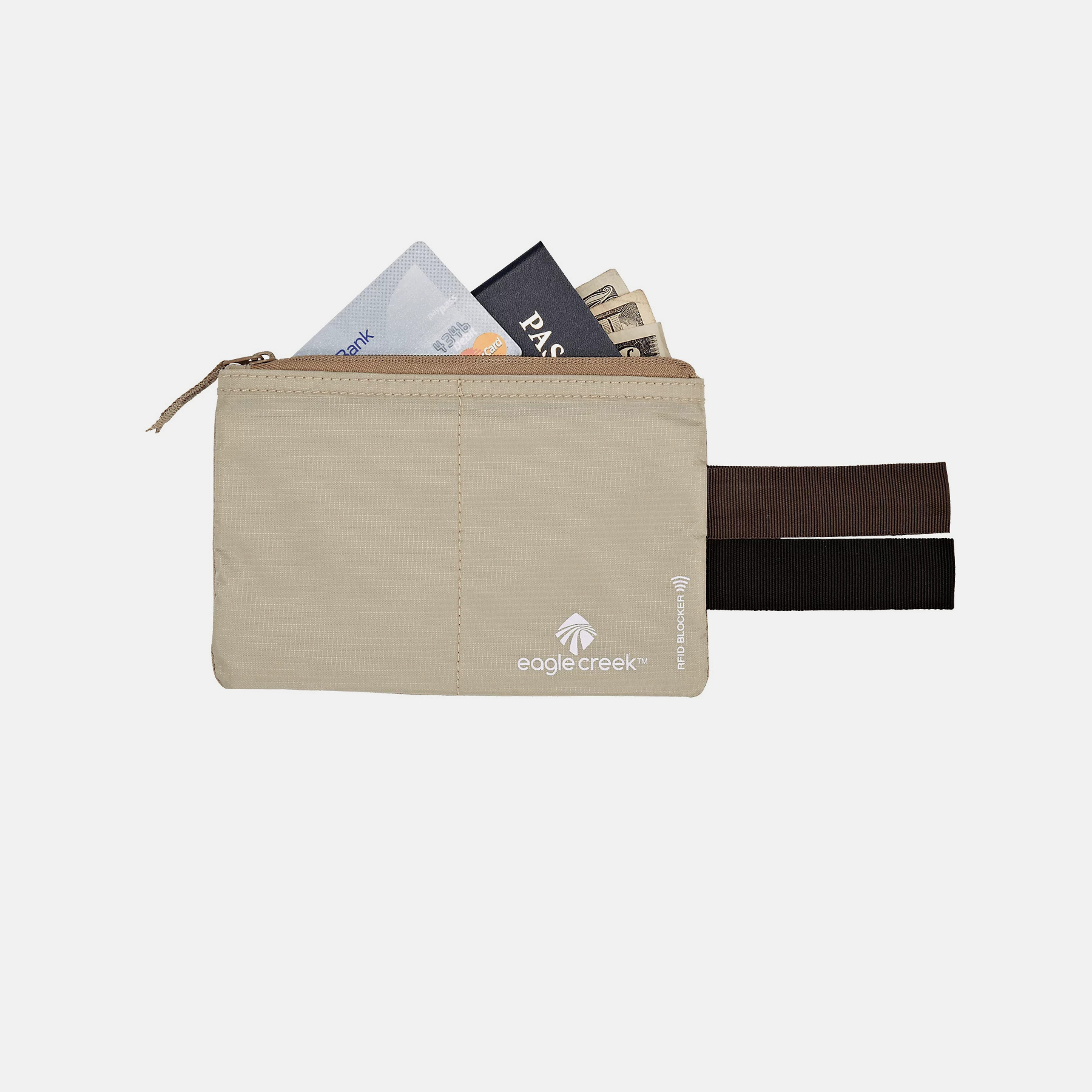 RFID BLOCKER HIDDEN POCKET ארנק כיס נסתר בצבע tan 